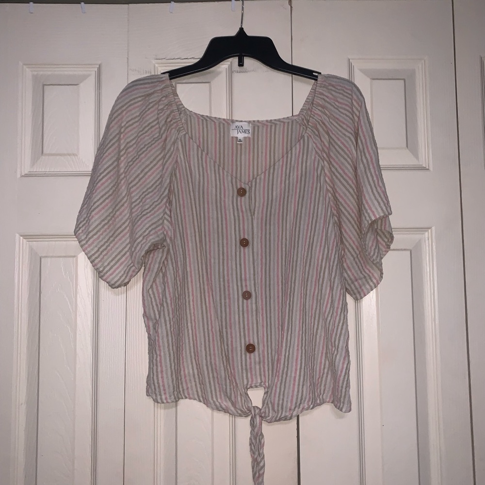Short sleeved button up blouse